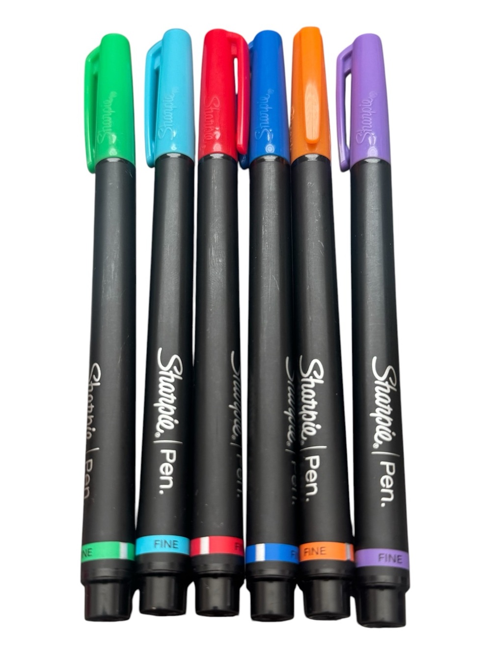 Lot of 6 Sharpie Felt Tip Pens Fine Point Art Pens Various Colors